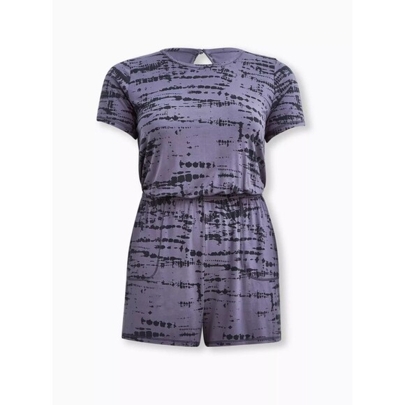 NWT Torrid Super Soft Elastic Waist Purple Lounge Romper 4X / 26 Plus - Picture 1 of 4